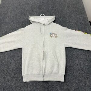 Ron Jon Surf Shop Hoodie Men M Gray Cotton Blend Graphic Full Zip Y2K Surf Beach